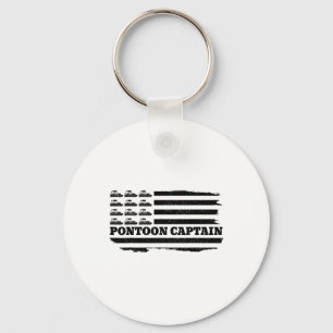 Pontoon Captain Patriotic Boat Owner American Flag Key Ring