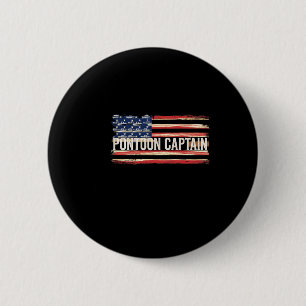 Pontoon Captain Patriotic Boating Fun Water Sport 6 Cm Round Badge