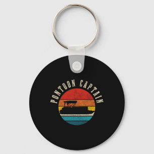 Pontoon Captain Vintage Pontooning Boating Boat Fu Key Ring