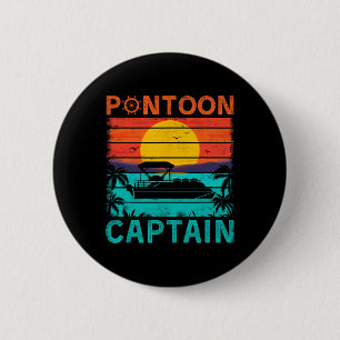 Pontoon Captain Vintage Style Pontoon Boat Boating 6 Cm Round Badge