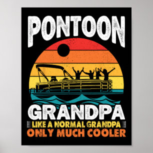 Pontoon Grandpa Captain Retro Funny Boating Father Poster