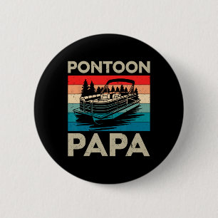 Pontoon Papa Recto Boat Captain Pontoon Owner Dad 6 Cm Round Badge