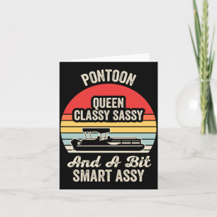 Pontoon queen funny boating retro sunset graphic card