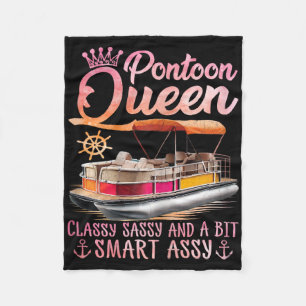 Pontoon Queen Pontoon Boat Party Lake Pontooning S Fleece Blanket