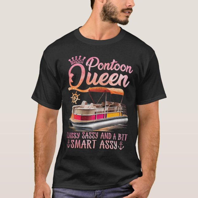 Pontoon Queen Pontoon Boat Party Lake Pontooning S T-Shirt (Front)