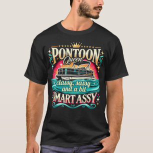 Pontoon Queen Women Pontoon Boat Captain Boating T-Shirt