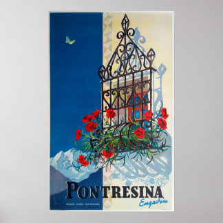Pontresina - Switzerland, Vintage Travel Poster