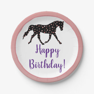 Pony and Hearts Birthday Paper Plate