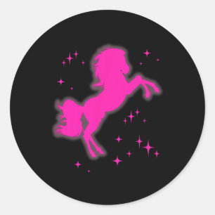 Pony And Heels Lover Pink Girls Clubs Disco Birthd Classic Round Sticker