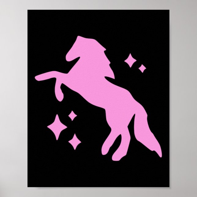 Pony And Heels Lover Pink Girls Clubs Disco Birthd Poster (Front)