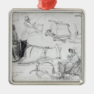 Pony and Traps on Francis Street, London, 1835 Metal Tree Decoration