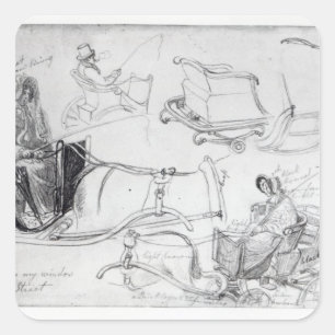 Pony and Traps on Francis Street, London, 1835 Square Sticker