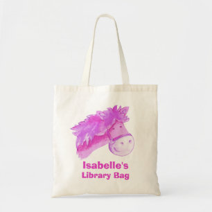 Pony bag purple & cream tote library bag