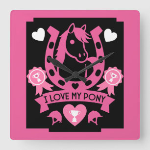 Pony Club Rider Square Wall Clock