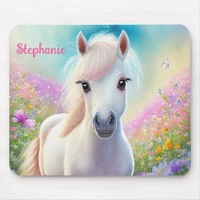 Pony Cute Personalised Girly Name Mouse Mat (Front)
