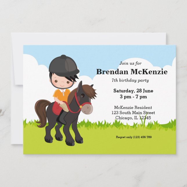 Pony Equestrian Horseback Horse riding Invitation (Front)