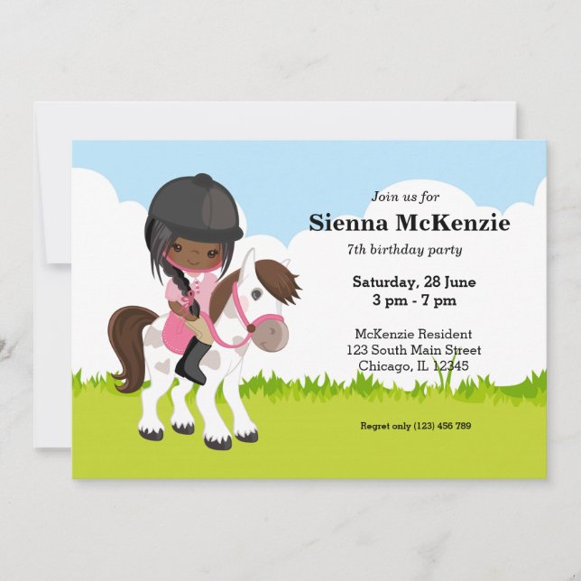 Pony Equestrian Horseback Horse riding Invitation (Front)