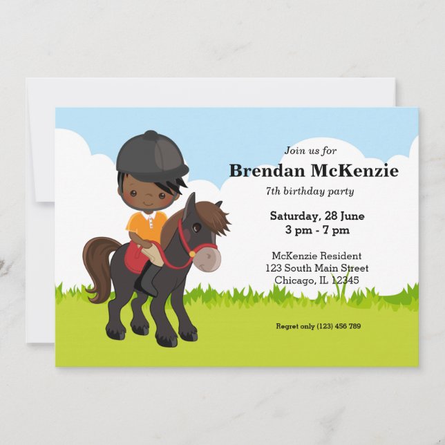 Pony Equestrian Horseback Horse riding Invitation (Front)