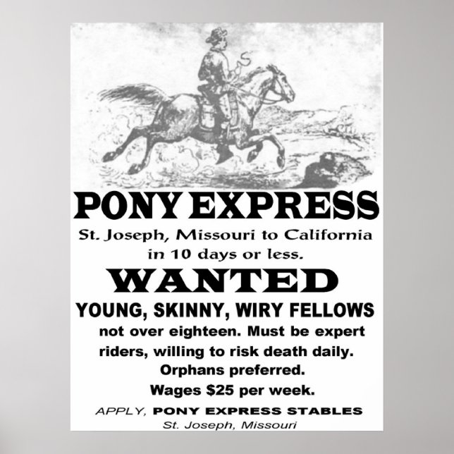 Pony Express Advertisement Poster (Front)