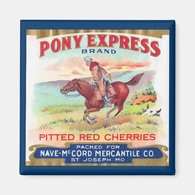 Pony Express Cherries Advertisement Magnet (Front)