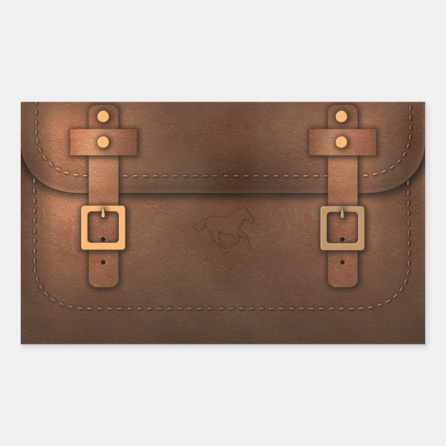 Pony Express leather bag Rectangular Sticker (Front)
