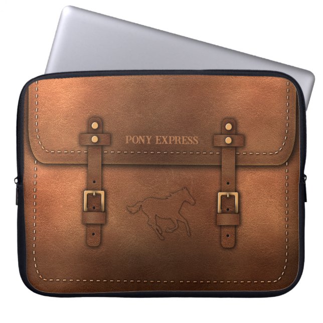 Pony Express Leather Look Satchel Laptop Sleeve (Front)