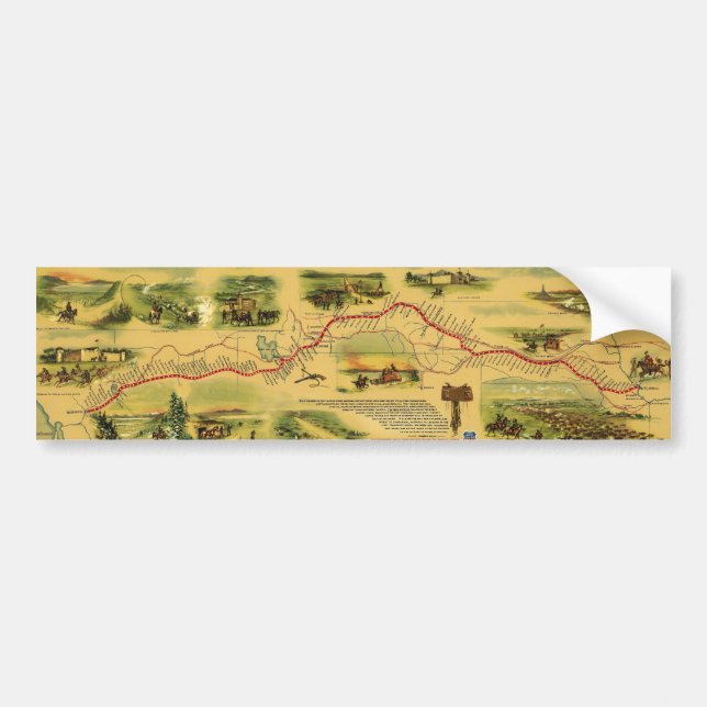 Pony Express Map by William Henry Jackson 1861 Bumper Sticker (Front)