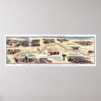 Pony Express Route Map Poster