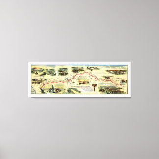 Pony Express Route Picture Map 1860 Canvas Print