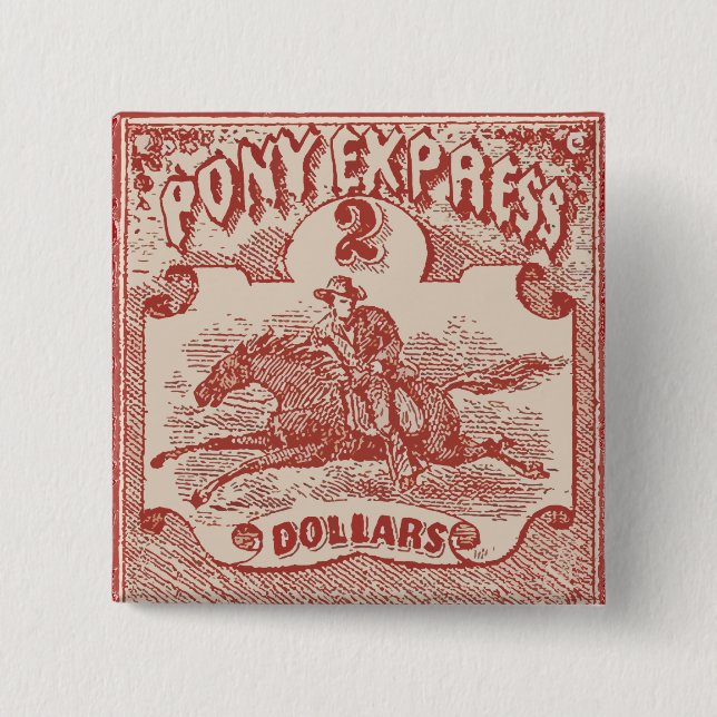 Pony Express Vintage Stamp 15 Cm Square Badge (Front)