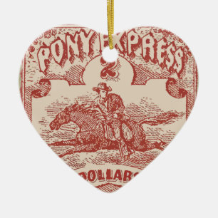 Pony Express Vintage Stamp Ceramic Tree Decoration