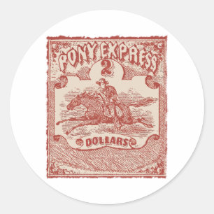 Pony Express Vintage Stamp Classic Round Sticker
