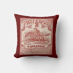 Pony Express Vintage Stamp Cushion