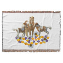 Pony Family in Flowers