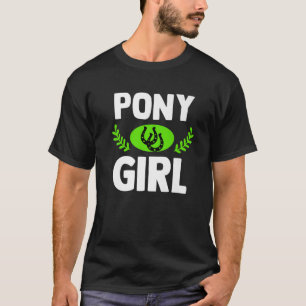 Pony Girl Horseshoe Athletic Stripe Equestrian Hor T-Shirt