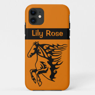 Pony Horse Bronco Stallion Orange Fury Line Art iPhone 11 Case