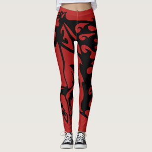 Pony Horse Bronco Stallion Steed Race Red Line Art Leggings