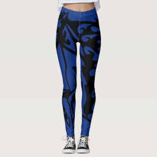 Pony Horse Bronco Steed Lightning Blue Line Art Leggings