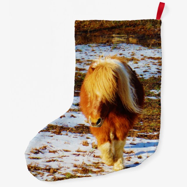 Pony in the Snow Large Christmas Stocking (Back)