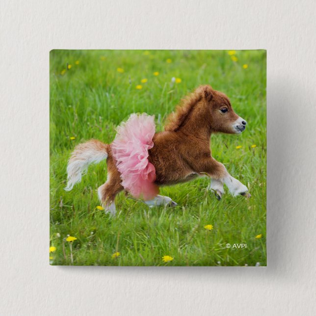 Pony in Tutu 15 Cm Square Badge (Front)
