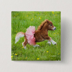 Pony in Tutu 15 Cm Square Badge