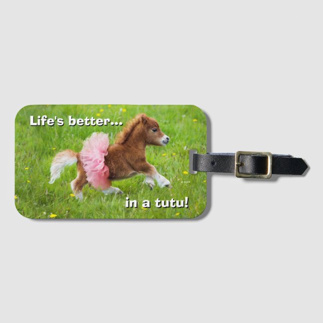 Pony in Tutu Luggage Tag (Front Horizontal)