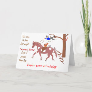 Pony Joke card, with squirrel. Birthday Add name. Card