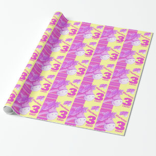 Pony kids 3rd birthday stripe wrapping paper