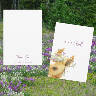 Pony Lavender Baby Shower Blank Thank You 