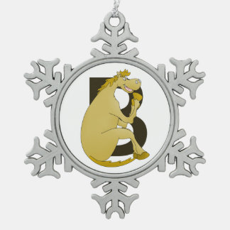 Pony Monogram Letter B Snowflake Pewter Christmas Ornament