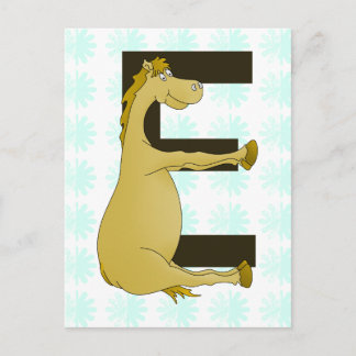 Pony Monogram Letter E Personalised Postcard