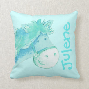 Pony name & birth newborn gift pale aqua pillow