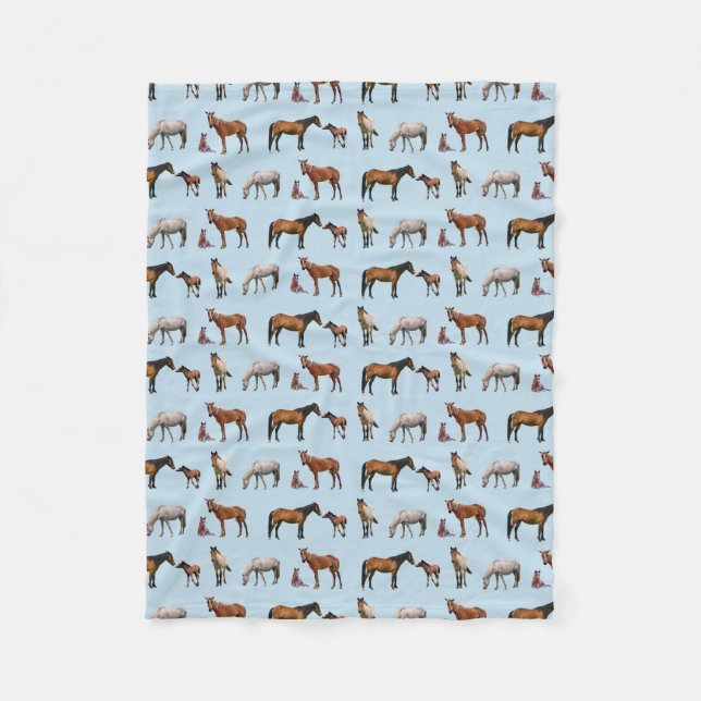 Pony Party Fleece Blanket (Light Blue) (Front)