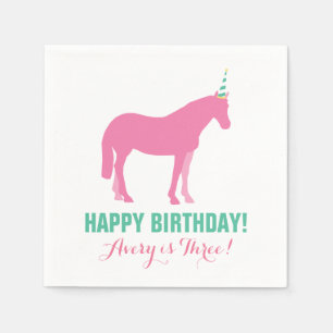 Pony Party Personalised Paper Napkin Pink